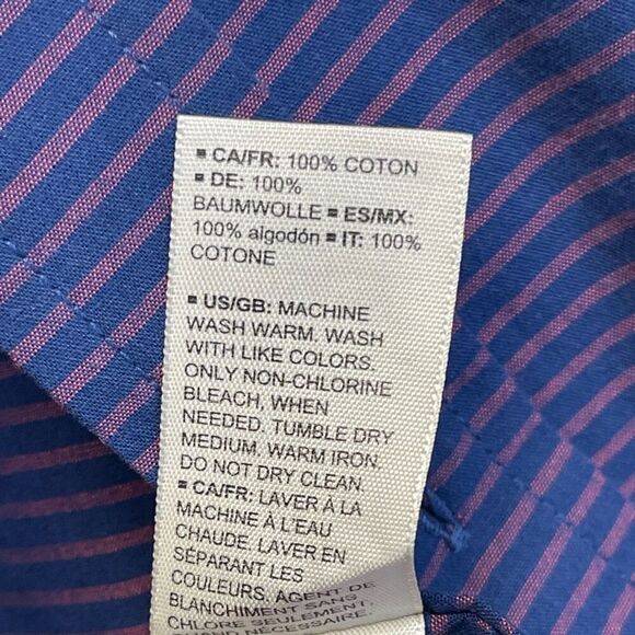 NWT GOODTHREADS Button Down Shirt Men’s XL Blue Red Stripe Poplin Slim Fit Work - Picture 5 of 14